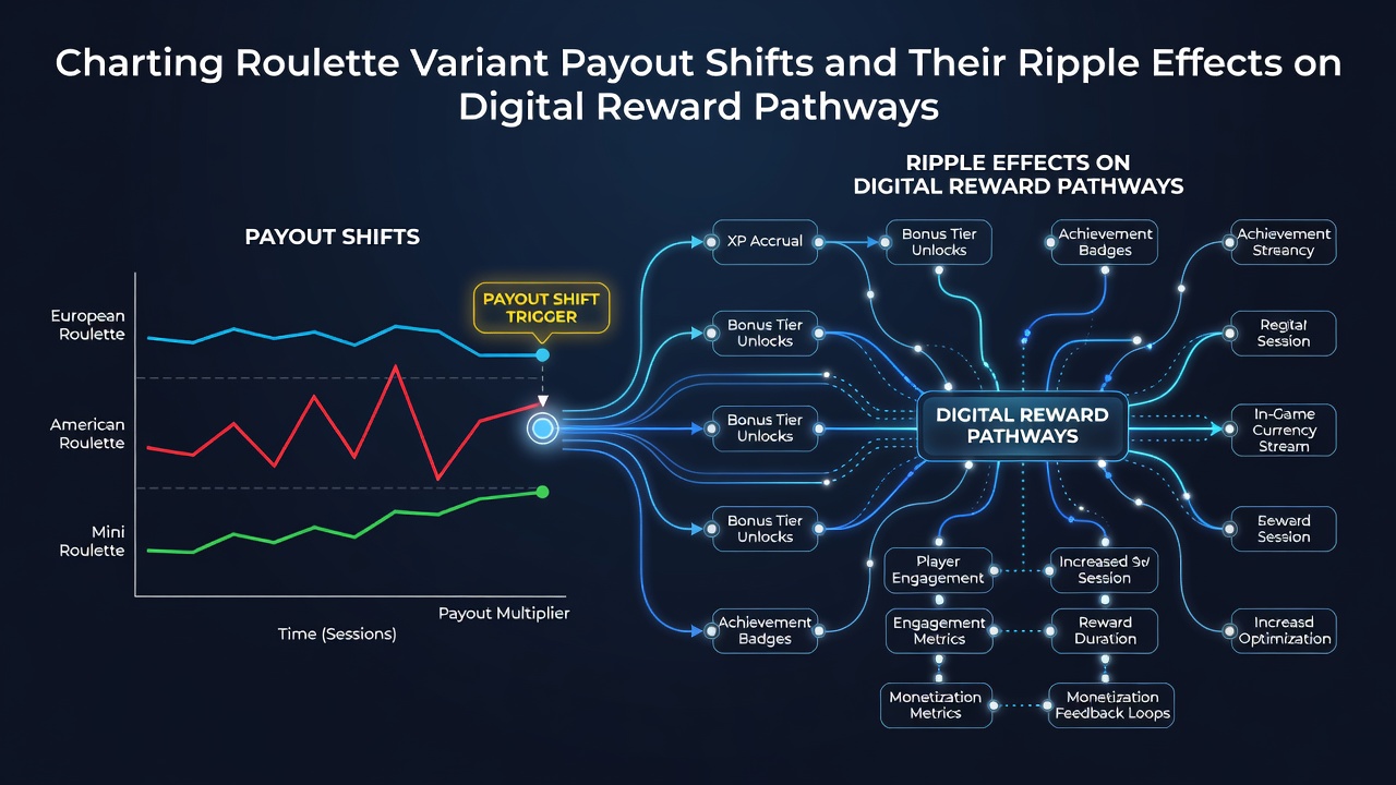 Digital dashboard showing roulette payout shifts connected to reward pathway metrics