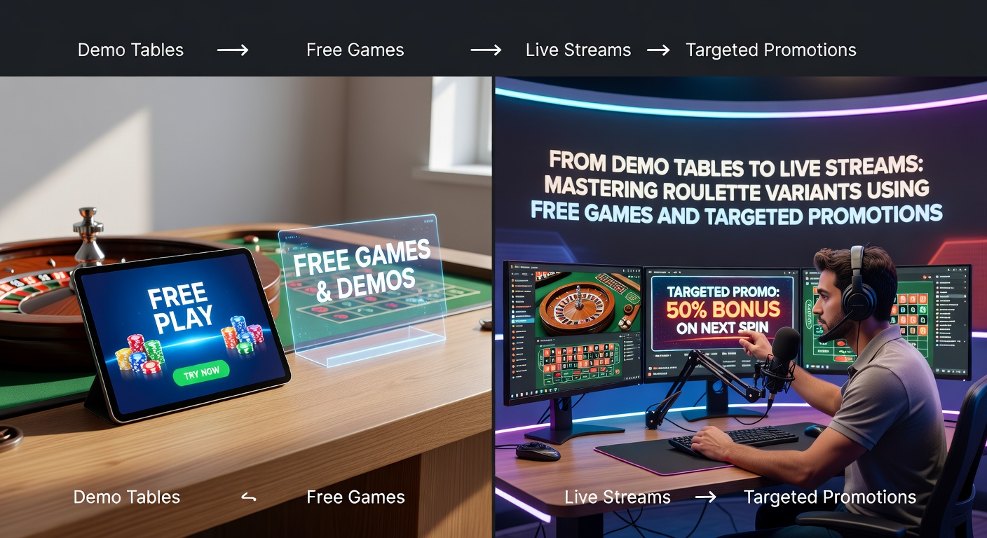 Roulette demo table interface showing free play options and variant selections on an online casino platform