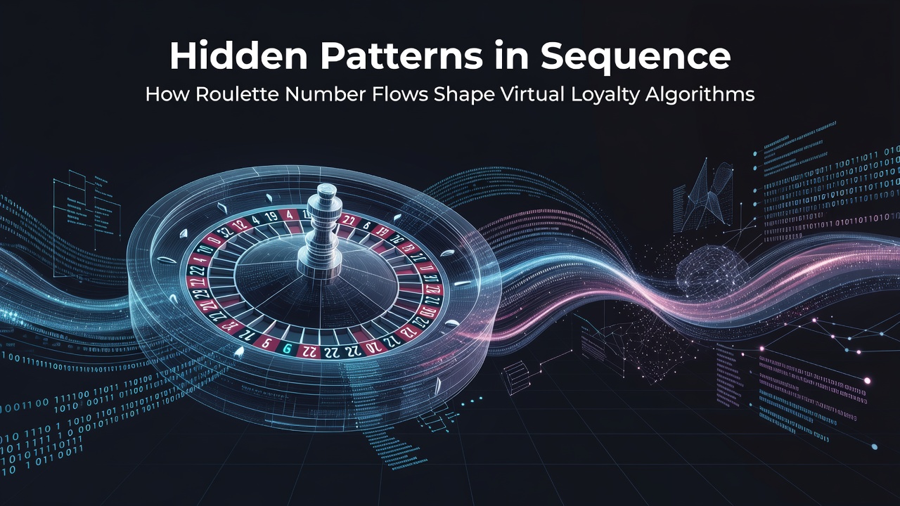 Roulette wheel displaying sequential number patterns with digital overlay of data flows