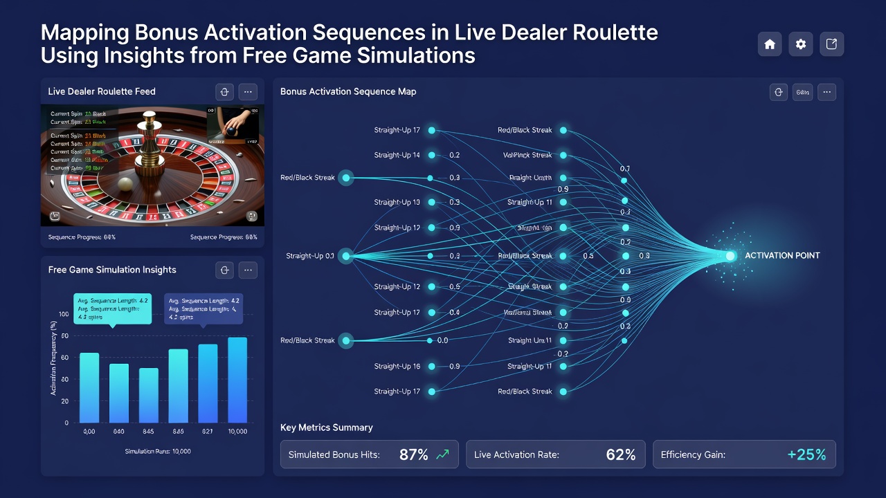 Live dealer roulette table with mobile simulation data overlay showing bonus activation pathways