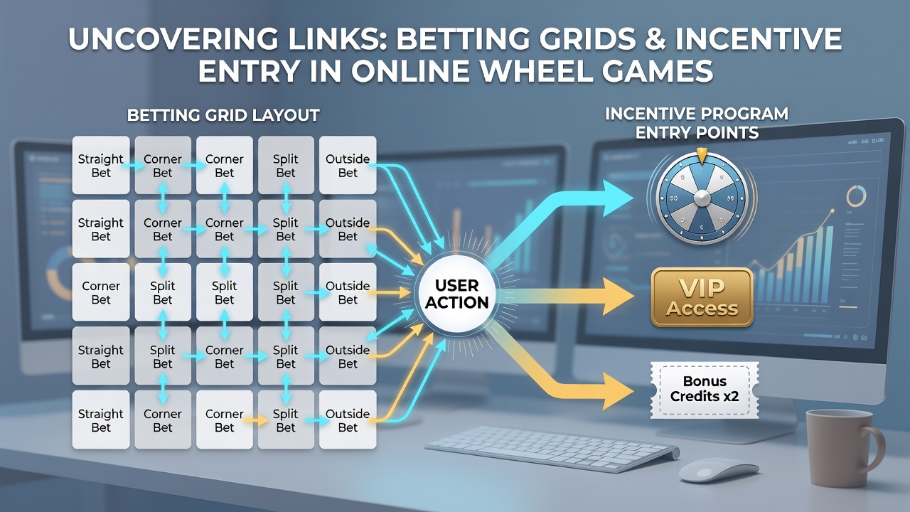 Close-up view of online wheel game interface highlighting how grid cells link to bonus activation points