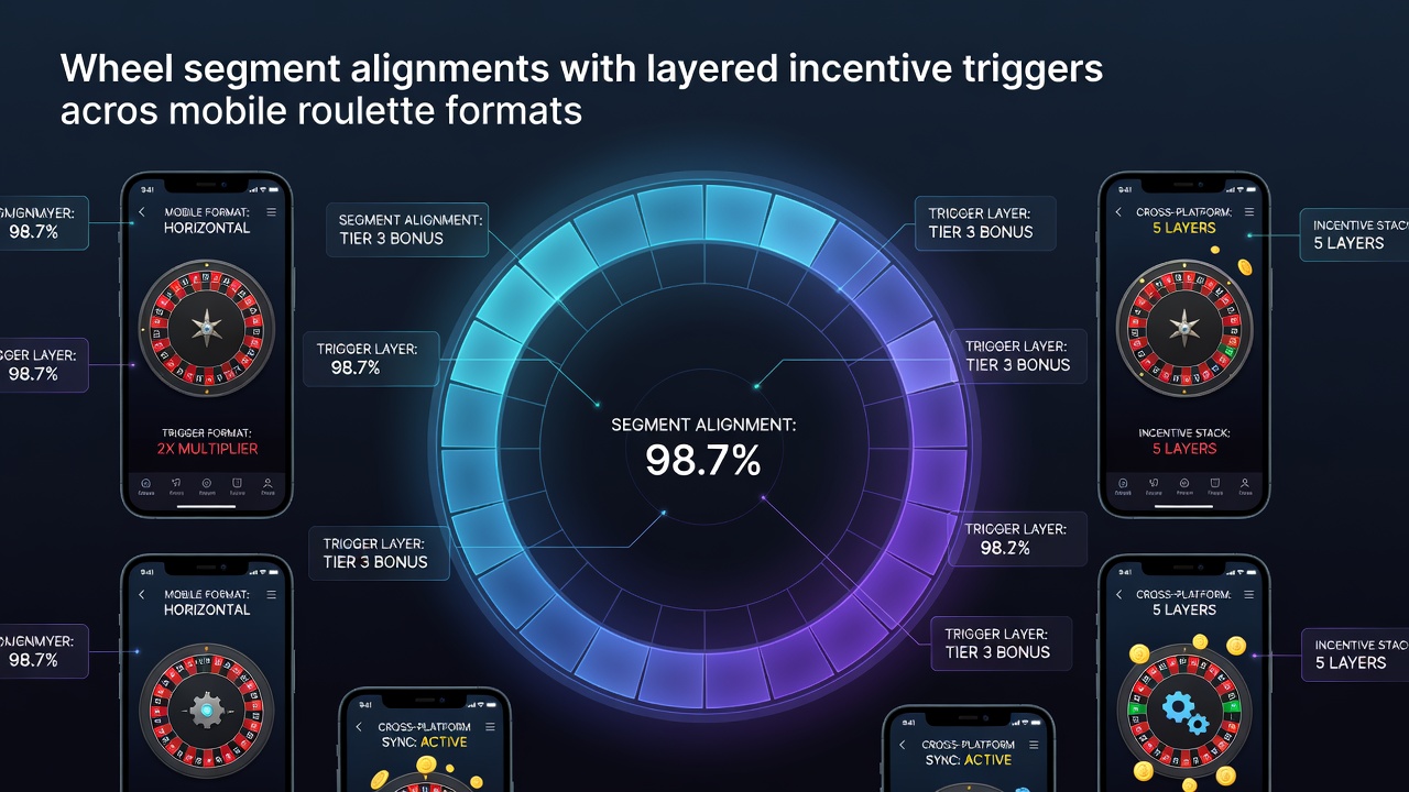 Mobile roulette wheel segment display showing aligned incentive zones on a smartphone interface